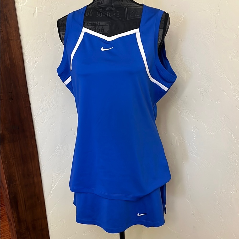 Nike Blue Sleeveless Tank Top with White Trim